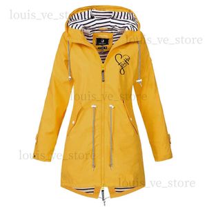 Casacos de trincheira feminina feminino impermeável capa de chuva casual ao ar livre básico Trench Zipper Longo Windbreaker Longo Tops de Capuz de Capuz T231204