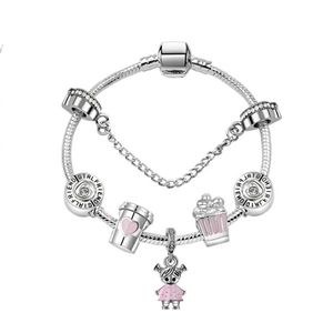 17-21CM Charm Beads Bracelets sweet cute girl Pendant 925 Silver Bracelet DIY Jewelry as a gift263Y