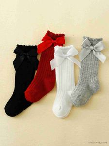 Kids Socks 4pairs Baby Girls Bow Decor Anti-Mosquito Socks