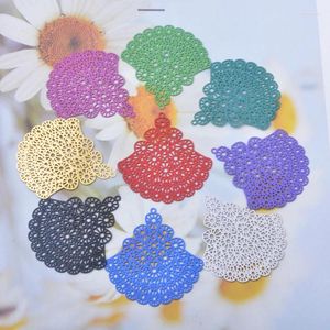 Charms 30pcs AB5685 Brass Filigree Fan-shape Ear Pendant Colorful Gold Color Diy Jelwery Earrings Making