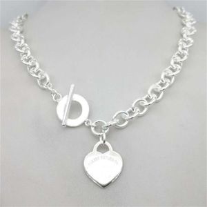 Sterling Silver 925 Classic Fashion Heart Tag Pendant Ladies Necklace Jewelry Holiday Gift 210929216J