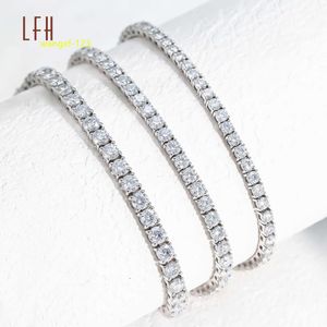 White 18k Real Gold 3mm Round Brilliant Cut lab Created Moissanite Diamond Tennis Bracelet Womens Moissanite Tennis Bracelet