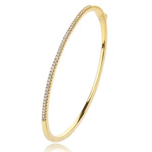 Bangle Poulisa Micro Pave S925 Stängt armband för kvinnor 925 Silver Round Cut Mossan Moisa Cuff Bangle Jewels Gift Pulsera 231204