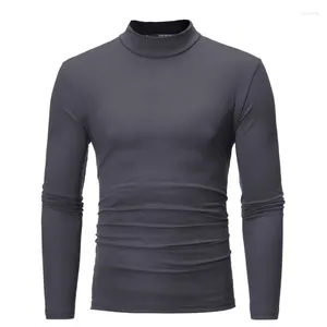 Mäns kostymer A2826 Collar Fashion Thermal Underwear Men Mock Neck Basic T-shirt Blus Pullover Långärmad topp