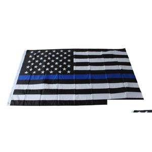 Banner Flags 4 Types 90X150Cm Blueline Usa Police 3X5 Foot Thin Blue Line Flag Black White And American With Brass Grommets Drop Deliv Dhkhx