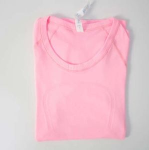 LL-0 Women Yoga T-shirty damskie koszulka Damska wysoko elastyczna oddychająca top szybkie suszenie płynne z krótkim rękawem sportowe siłownia noszenie lu Good44784