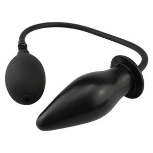 Sex Toy Massager Inflatable Anal Plug Soft Silicone Buttplug Large Dildo Anus Extender Massager Toy for Men Woman Gay Black Pump