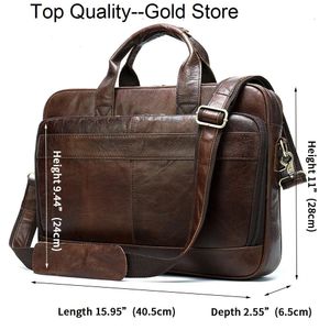 BRESCASES Herrläder Bag Office Messenger Portcase Man äkta 15.6 