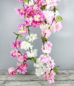 Dekorativa blommor Artificial Cherry Blossom Rattan Vine Wedding Decoration Flower Home