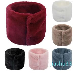 Warm scarf Solid color soft thick fur collar Windproof plush scarf Buckle ring Snuffing headband