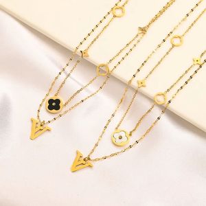 Luxury Design Necklace 18K Gold Plated Brand Stainless Steel Necklaces Choker Chain Letter Pendant Fashion Womens Wedding Jewelry Accessories Love Gifts kkcc