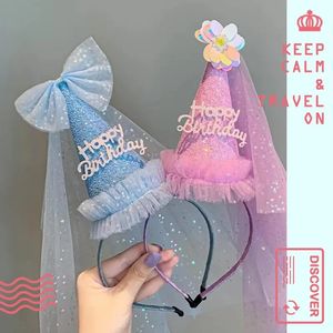 Imprezy Hats Birthday Celebration Glitter Birthday Hat Fair Hair Hoop One 123st Happy Birthday Decor Dziecięca Dziewczyna Favor Favor 231204