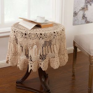 Table Skirt 100cm Cottage Shabby Chic Vintage handmade crocheted Cotton Round cloth 231202