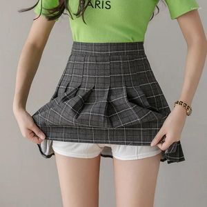 Skirts Women's Short Pleated Skirt Spring Summer Cute Plaid A-line Dance Student JK Girls Japanese Style High Waist Mini