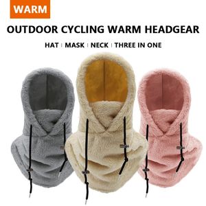 Cappellini da ciclismo Maschere Donna Protezione invernale per le orecchie Cappello da equitazione Sport Antivento Resistente al freddo Copricollo ispessito Velluto artico Maschera calda per il viso 231204