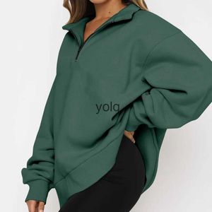 Hoodies للنساء من النوع الثقيل للنساء المخملية فضفاضة كبيرة الحجم عتيقة الصلبة ذات الأكمام الطويلة مقنعين قميص سحاب معطف