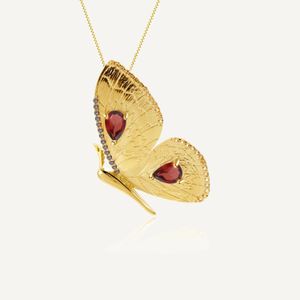 Pins Brooches GEM'S BALLET 1.05Ct Natural Garnet Gold Butterfly Brooch Pendant for Women 925 Sterling Silver Gemstone Animal Brooch Jewelry 231204