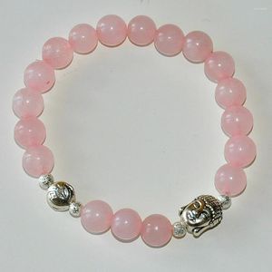 Filo di quarzo rosa Cristallo Pietra naturale Buddha Loto Potere curativo Bracciale energetico Meditazione Chakra del cuore Mente spirituale Corpo S