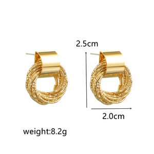 Metal Retro Gold Color Multiple Small Circle Stud for Women Korean Fashion Wedding Party Earrings Jewelry Gift