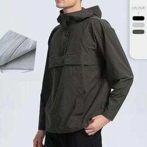 LU LU LMen Hooded Jacket Outdoor Running Climbing Clothes Waterproof Warm Quick Drying Fishing Cycling Hiking Sports Jackets New Style