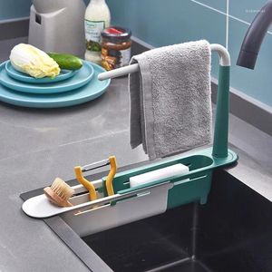 Kitchen Storage Home Sink Retractable Rack Drain Filter Pool Vegetable Basket Household Dishwashing Rag Items