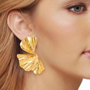 Dangle Earrings 2023 Vintage Golden Irregular Leaf-shaped For Women Statement Metal ZAA Jewelry Party Accessories