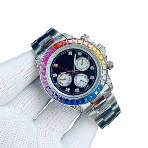 Top Mens Diamond Watch Rainbows Designer Relógios de Alta Qualidade para Homens Mecânico Montre de Luxe 40mm Fivela Dobrável À Prova D 'Água Mens Relógios Masculinos Relógios de Pulso