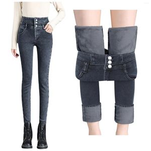 Jeans da donna Pantaloni skinny invernali a vita alta da donna in pile/senza velluto Jeggings elastici abiti casual per donna caldi