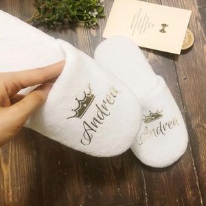 Party Supplies Personalised Wedding Bridal Shower Spa Slippers Bachelorette Bridesmaid Disposable Velour Custom Gift Po Props