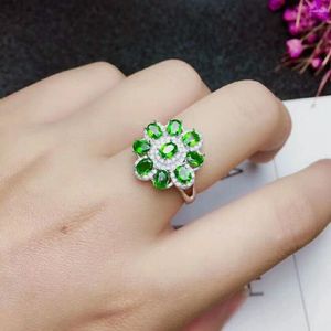 Cluster Anelli MeiBaPJ Diopside naturale della pietra preziosa Anello alla moda per le donne Vero argento sterling 925 con fascino gioielleria raffinata 2 colori