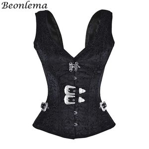 Outras calcinhas Beonlema Preto Gótico Espartilho Sexy Bustier Mulheres Osso de Aço Steampunk Espartilhos Overbust Goth Korse Top Vintage Femme Corselet 231204