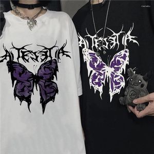 Erkek tank üstleri tişört punk kelebek harajuku karanlık erkekler büyük boy swag unisex kısa kollu hip hop gotik erkek tişört