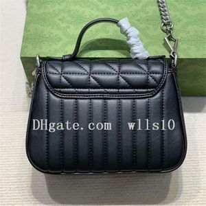 Designers Handbag moda feminina bolsa feminina vintage prata de alta qualidade hardware preto bolsas de ombro de couro acolchoado letra ladies bolsa 236s
