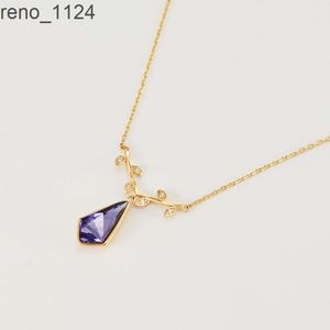 Collana da donna in argento con strass di cristallo austriaco, collana con pendente a goccia di tanzanite