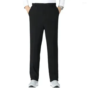 Men's Pants Winter Suit Fleece Lined Elastic High Waist Pockets Trousers