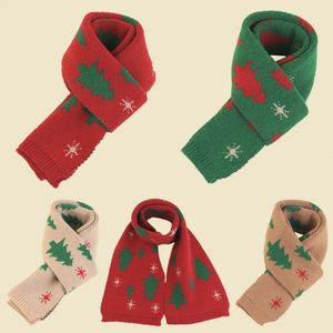 Lenços outono inverno crianças malha árvore de natal cachecol menina criança moda quente malha envoltório menino bebê tricô neckerchief infantil silenciador 231204