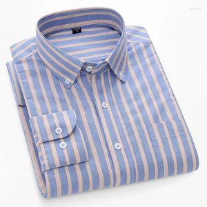 Męskie koszule zwykłe bawełniane długie rękawowe w paski Oxford regularne fit social men koszulka