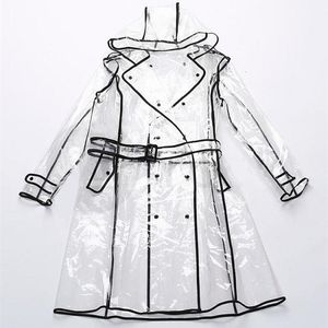 Women's Jackets Jacket Raincoat Runway Black Women Girls Rain Coat EVA Ladies Windproof Clear Vinyl Hoodie Full transparent color covered adult 231202