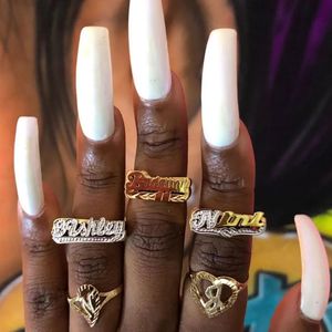 Wedding Rings DOREMI Personality Hip Hop Ring Women Custom Name Ring for women men Gold Fashion Punk Letter Ring GiftCustom jewelry 231204