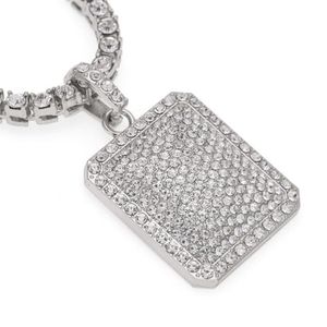 Fashion- Hop Necklace Jewelry Fashion Gold Iced Out Chain Full Rhinestone Dog Tag Pendant Necklaces2275