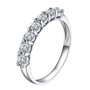 7 أحجار قطرة كاملة 0 7ct خاتم الماس Sona للنساء المجوهرات الفضية الاسترليني PT950 مطعمة بلاتينات البلاتين S18101002215H