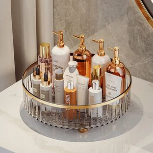 Custodie per sacchetti cosmetici Organizzatore rotante per profumi per comò Vassoio portaoggetti per bagno in PET di lusso leggero per la cura della pelle 231204