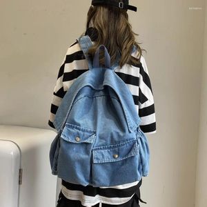 Duffel Bags School denim ryggsäck enkel student jean väska ins duk stor helg jeans mode axlar