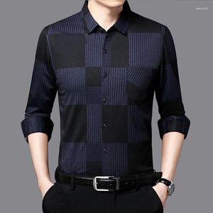 Camicie casual da uomo streetwear moda uomo camicia vintage a righe primavera autunno social business abiti maschili top a maniche lunghe larghi di base