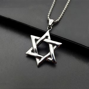 Colares Pingente Estrela de David Israel Cadeia Colar Mulheres Aço Inoxidável Judaica Cor Prata Homens Judeus JewelryPendant292J