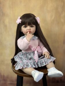 Dolls BZDOLL Full Soft Silicone Body Reborn Baby Girl Doll 55cm 22 Inch Realistic Princess Toddler Bebe Bath Toy Birthday Gift 231204