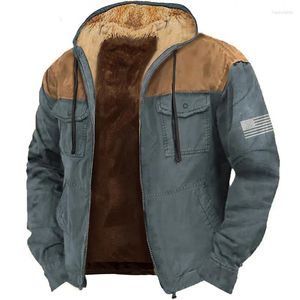 Erkek Hoodies 2023 Fermuarı Kış Polar Parka Parts Bayrak Baskı Günlük Ceketler Sweatshirts Dış Giyim Kapüşonlu Zip-Up Paltolar