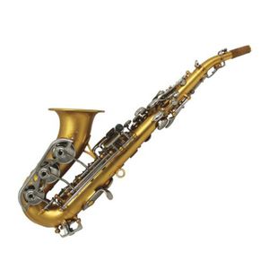 Saxofone soprano curvado banhado a ouro acetinado profissional de música oriental com estojo