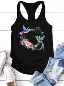 Women's Tanks Seeyoushy Bird Of Peace Hope Love Print Tank Top Women Sleeveless Fashion Summer Tee Shirt Harajuku Loose Tops Femme