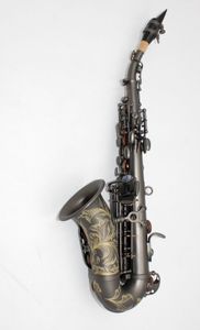 Pro Eastern Music Saxofone soprano curvo banhado a preto fosco com gravuras AAA